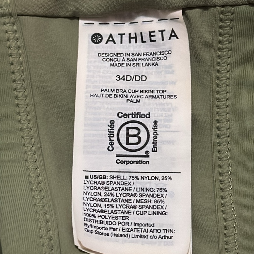 Athleta Palm Swim Top & Bottoms-34D/DD with M Bottoms-Moss Green/Blue Bottoms - Picture 12 of 16